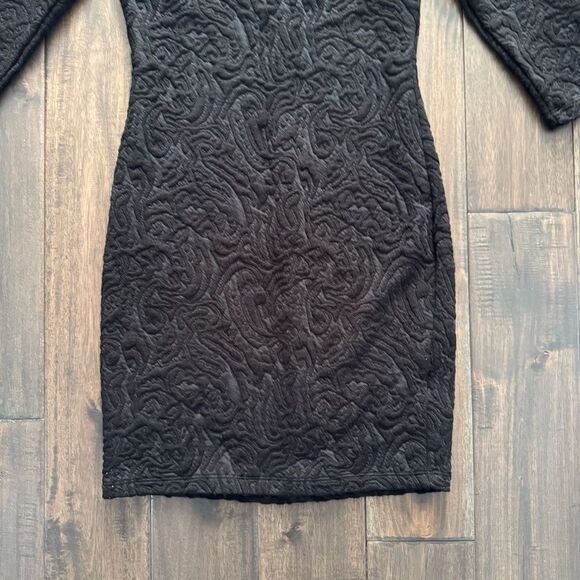 Design Lab Black Deep V-Neck Bodycon Dress S - Picture 2 of 6